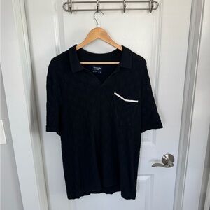 Abercrombie & Fitch Patterned Black Knit Polo